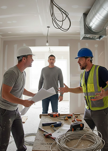 מעצבת עובדת באתר בנייה