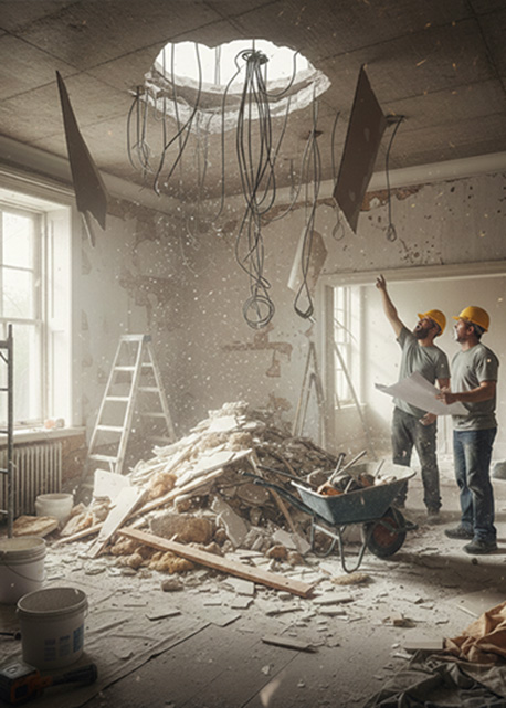 מעצבת עובדת באתר בנייה