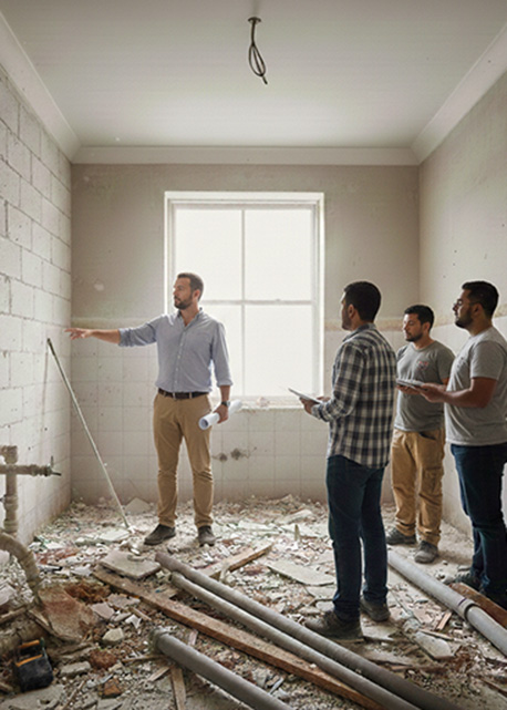 מעצבת עובדת באתר בנייה